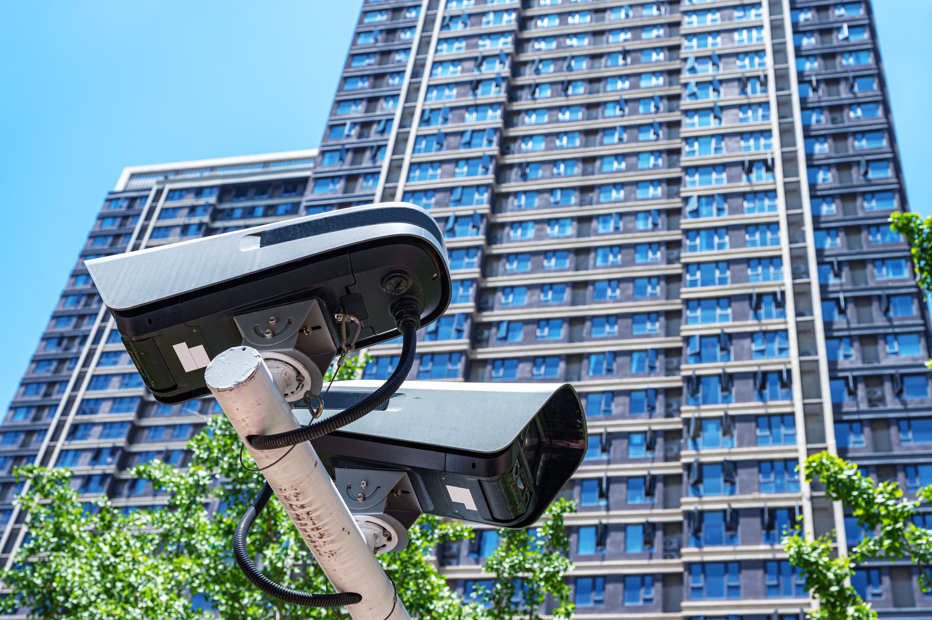 Security camera in front of the office building